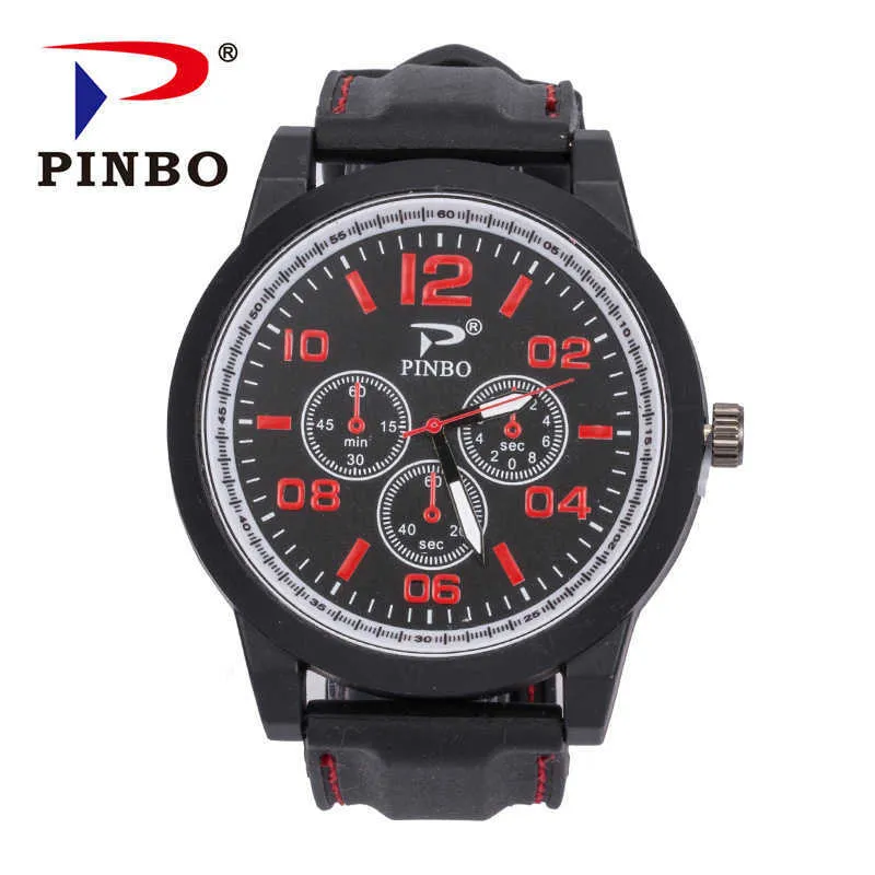 PINBO Large Dial Silicone Sports And Leisure Three Eye Digital