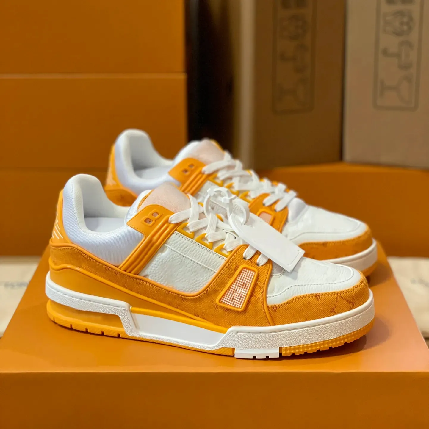 Blue and yellow sneakers hot sale