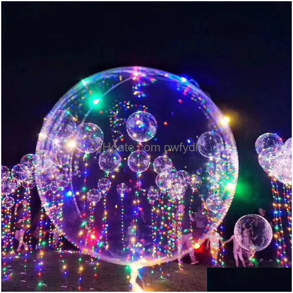 Party Decoration Led Balloons Night Light Up Toys Clear Balloon String Lights Flasher Transparenta Bobo Balls CA11729-1 Drop Delivery DHV7L