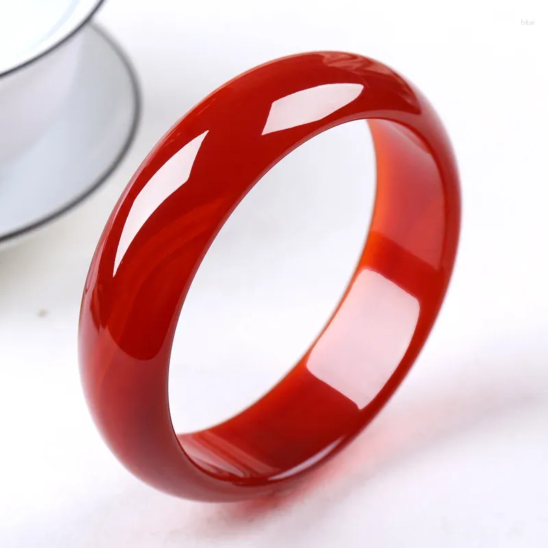 Bangle Natural Authentic Brasilian Red Agate Jade Armband Bredd Edition Mother's Women's Girls 'Born Year Wangfu