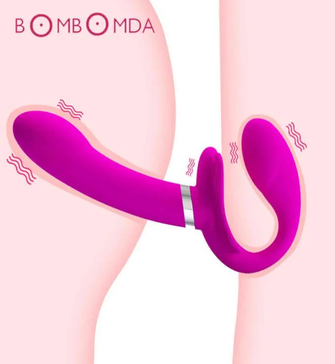 NXY Sex Vibratoren trägerloser Strapon Dildo Vibrator Spielzeug für Frauen 12 Geschwindigkeiten Silikon G Spot Clitoris doppelte Vibration für Erwachsene Toys Wo4743826