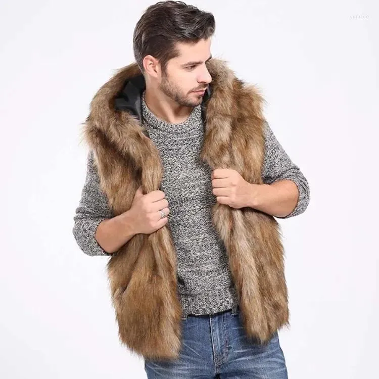 Erkek yelek taklit kürk vizon yelek ceket gündelik uyum trend kısa erkek ceket