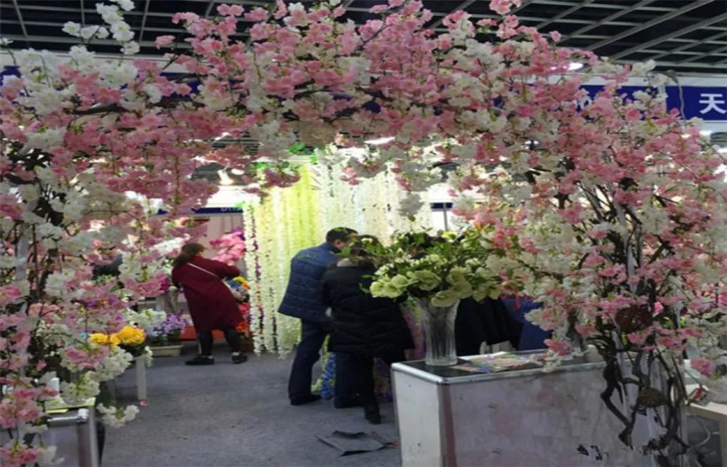 30 peças flores artificiais de cerejeira, ramo de flores penduradas na parede sakura 150cm para peças centrais de casamento flores decorativas artificiais 2470155