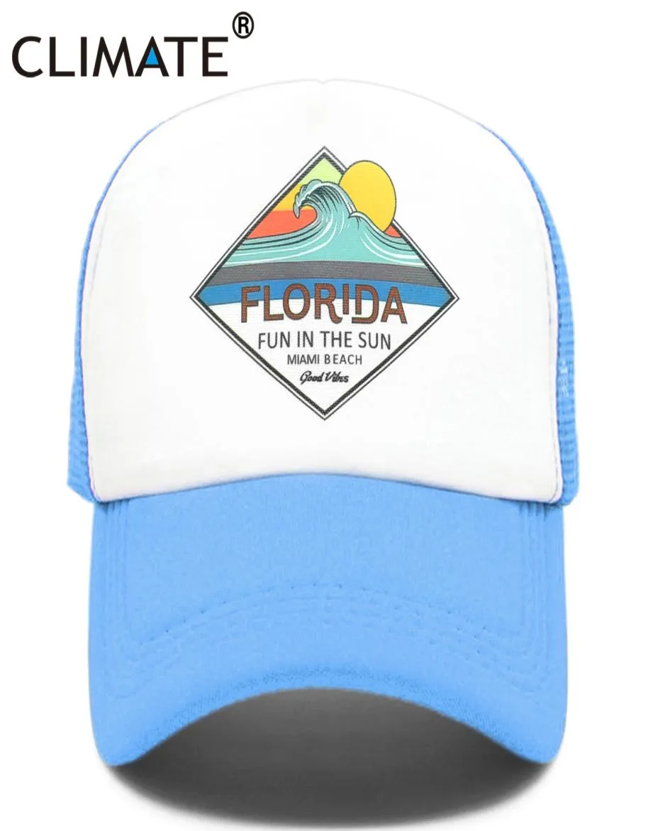 Florida Trucker Cap Hat Miami Seaside Beach Mesh Cap Vacation Sandbeach Sea Wave Surfing Hat Cap for Men Women Youth1208376