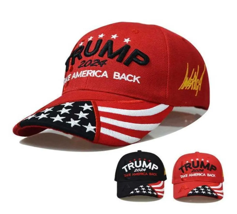 Fashion Classic Donald Trump 2024 Czapki baseballowe 3D Haft Regulowany pasek Summer Męs Mens Womens Hats Doross Sun Visor Red BL6584352