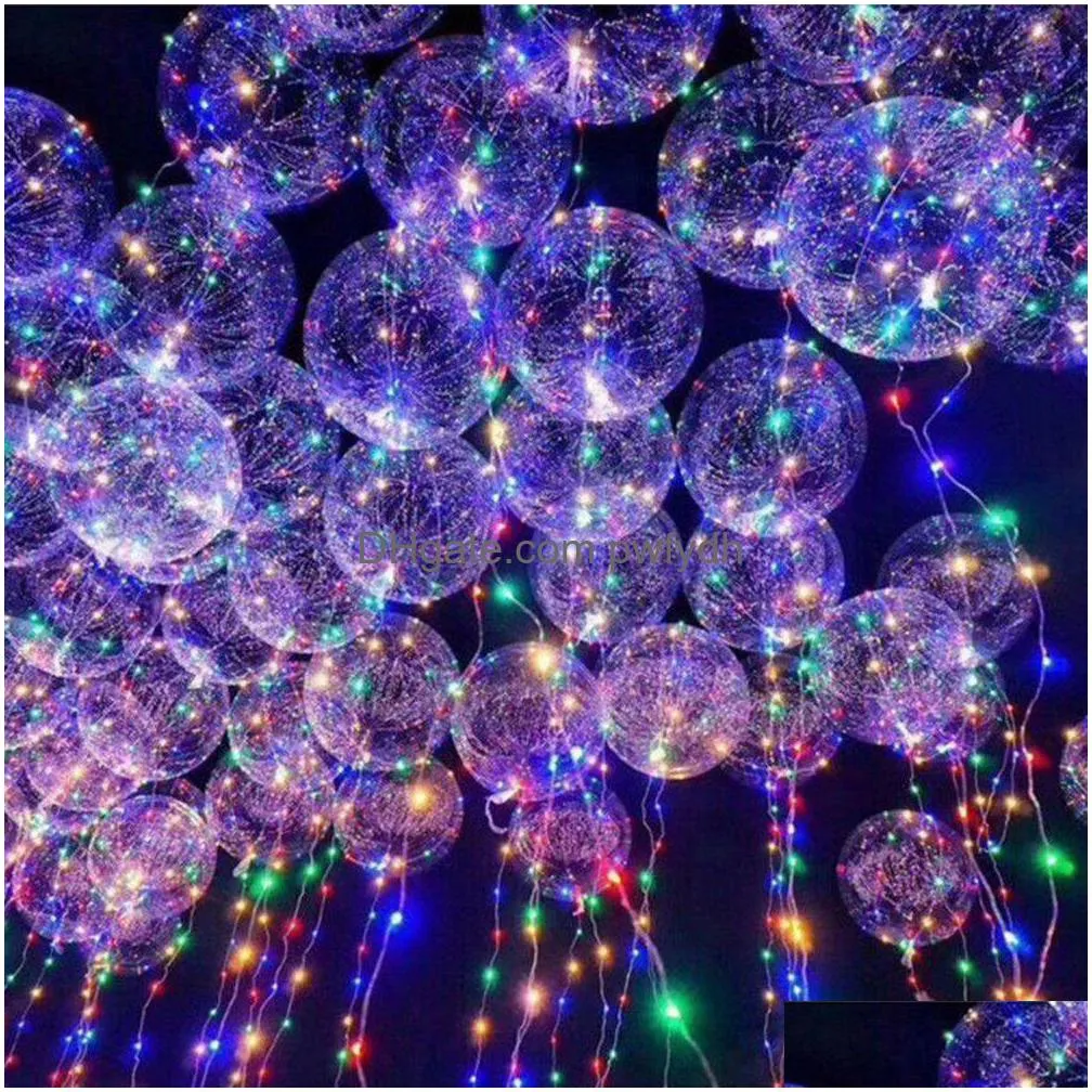 Decoração de festa LED Bobo Balão Transparente Night Light Balões Casamento Xmas Luzes Eter Decorações AAA226 Drop Delivery Home Ga Dhogz