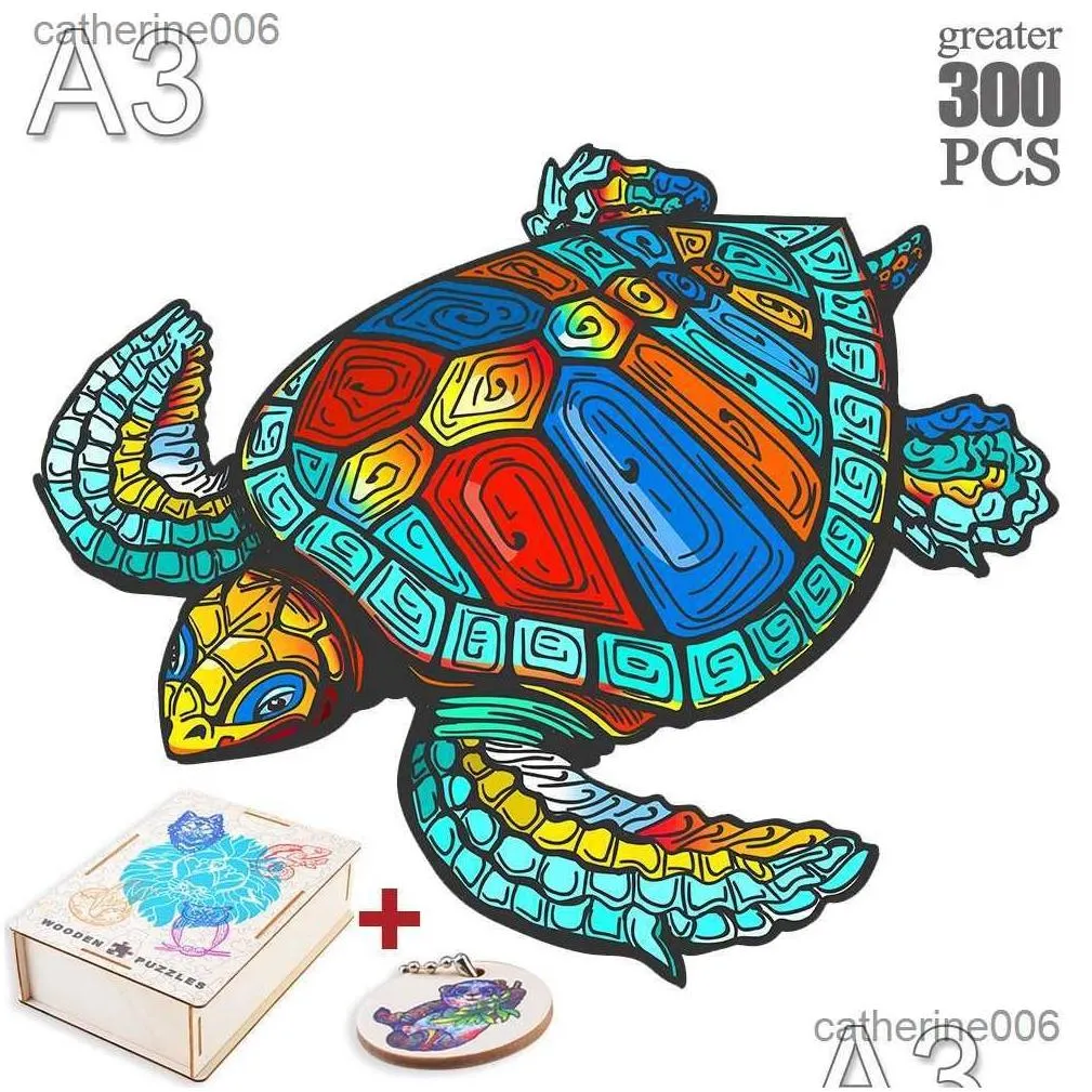 puzzles wooden animal jigsaw puzzle turtle dog fox diy wooden puzzles for adults child decompression interactive games birthday