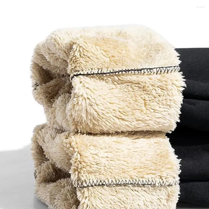 Calças masculinas de lã inverno grosso quente suor térmico forrado jogger calças grandes masculino plus size bolso calças de trabalho