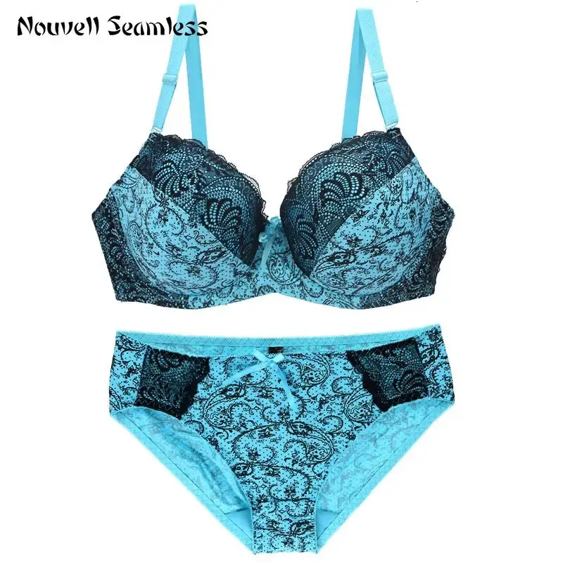 Sexy Set Nouvelle Seamless Famous Brand Sexy High Quality Female Print Bra  Set Lace Flower Push Up Underwear Set Large Size Underwe 231211 From 8,9 €