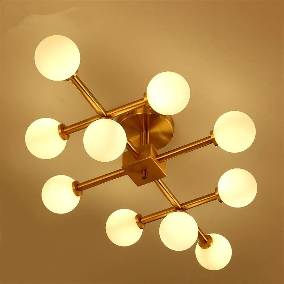 Nordeuropa LED Modo Glaskugel Kronleuchter Beleuchtung Gold Pendelleuchte Glas Lampenschirm Deckenleuchte für Wohnzimmer Schlafzimmer Resta271K