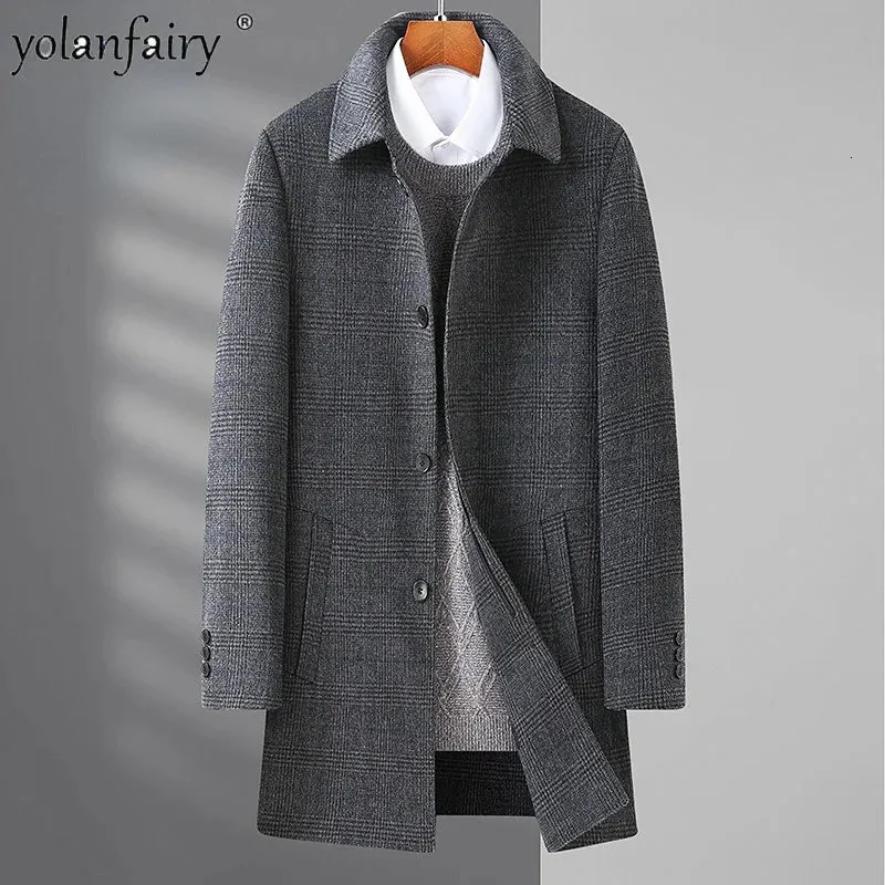 Men's Wool Blends Oversized Men's Wool Coat Overcoat Men Double Faced Tweed Trench Male Woolen Top s Winter Casaco Masculino FCY 231211