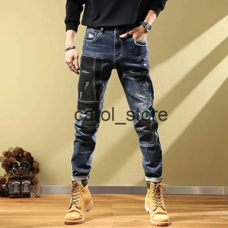 Herrbyxor 2023 Spring och Autumn New Classic Fashion Trend Elastic Straight Leg Jeans For Men Casual Comfort High Quality Small Foot Pants J231208