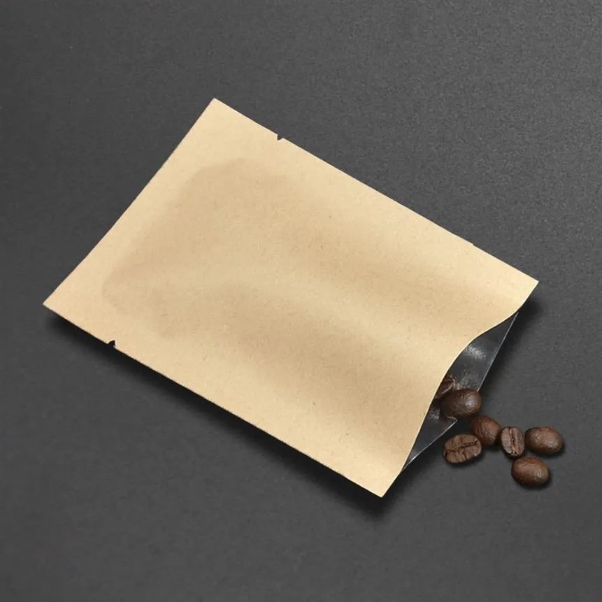 Multi-size Flat Open Top Kraft Paper Packaging Bags Vacuum Food Storage Pouch Open Top Aluminum Foil Coffee Tea Powder Drysaltery 294Q