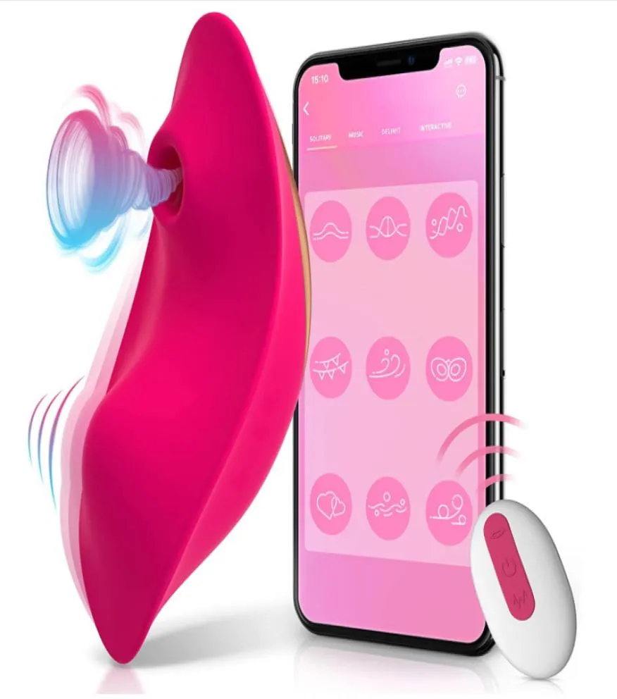 Wibrator majtki Niewidoczny wibrator ssący dla kobiet aplikacja stymulacja bliźniaczką Bluetooth bezprzewodowa kontrola sutka dla dorosłych sex Toys7308070