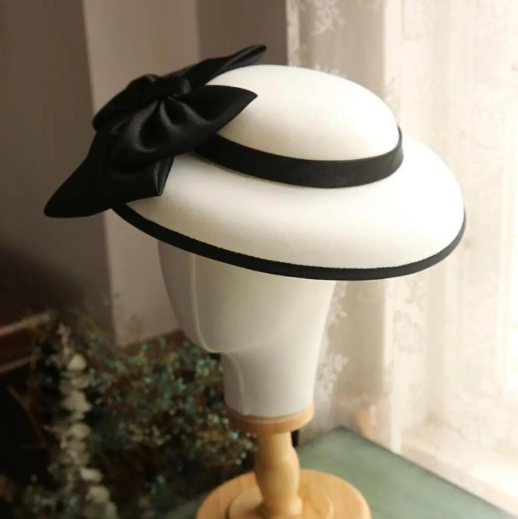 Retro Black Bow Round Hats Ins Cálido de Sol Cabas Fisherman Fashion Fashion Sunhats Birthday Gift94366024328741