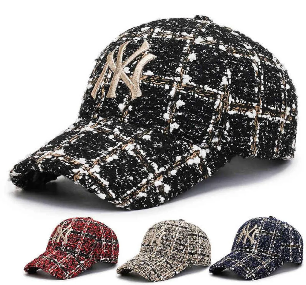 Autumn winter tweed hat men039s fashion Plaid hat children039s Embroidered Baseball Cap Korean Trend versatile English capZS5797026