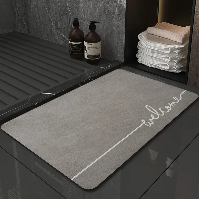 Tapis Super absorbant tapis de bain douche à séchage rapide antidérapant diatomée boue tapis de sol cuisine porte d'entrée salle de bain 231211