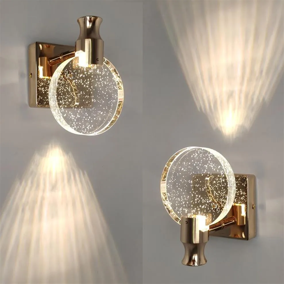 Creative Bubble Crystal Wall Lamps Minimalist Living Room Bedroom Bedside Wall Sconce Bathroom Mirror Front Wall Light Fixture262T