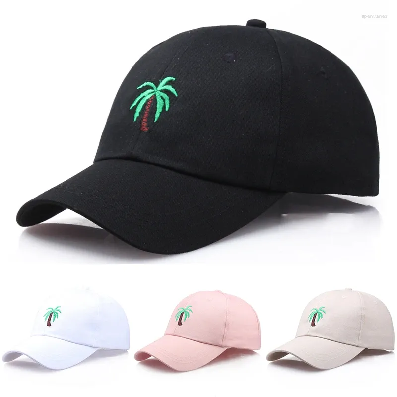 Casquettes de baseball Casquette de baseball brodée de palmier pour hommes Femmes Garçon Coco Snapback Hip Hop Extérieur Courbé Noir Coton Papa Chapeau