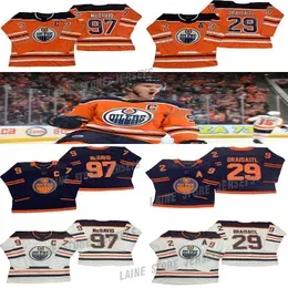 Edmonton Oilers Jerseys 97 Connor McDavid 74 Ethan Bear 29 Leon Draisaitl 99 Wayne Gretzky 93 Nugent-Hopkins Adult Size S-3XL Hockey Jerseys