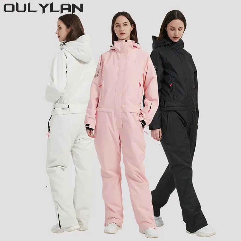 Autres articles de sport Oulylan Ski Suit Set Hommes Femmes Onepiece Snowboard Femme Salopette Hiver Coupe-vent Imperméable Vêtements Respirants Ski 231211