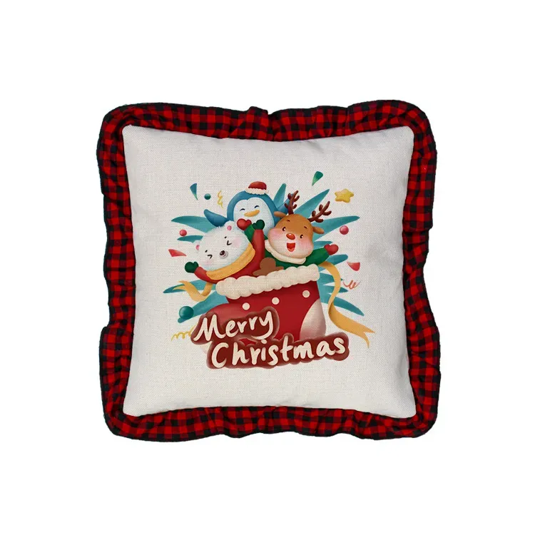 Sublimation Blank Pillow Case Red Lattice DIY Heat Transfer Printing Cushion Cover Throw Sofa Pillowcover Home Decor C0427