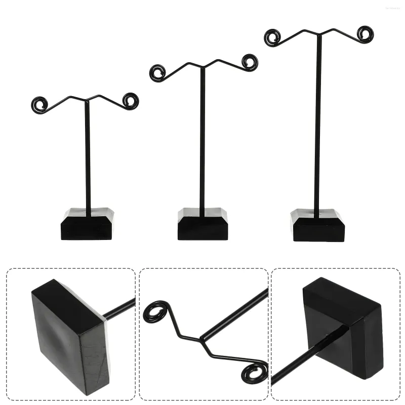 Jewelry Pouches 3Pcs Metal Earrings Display Stand T- Shape Holder Hanging Rack For Bracelet And Ring