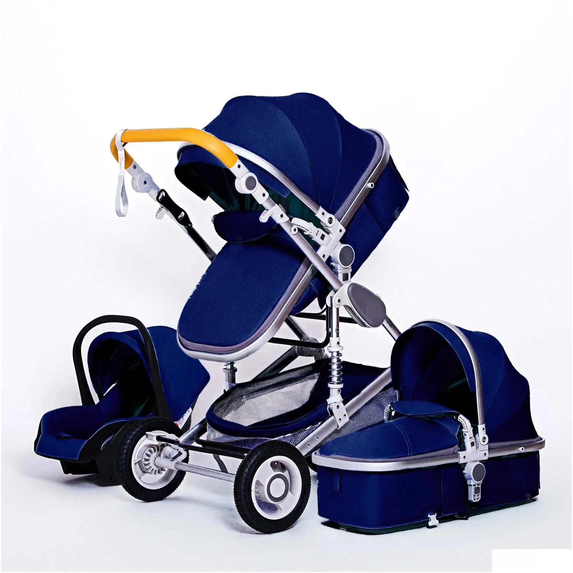 luxurious baby stroller 3 in 1 portable travel baby carriage folding prams aluminum frame high landscape car for born baby