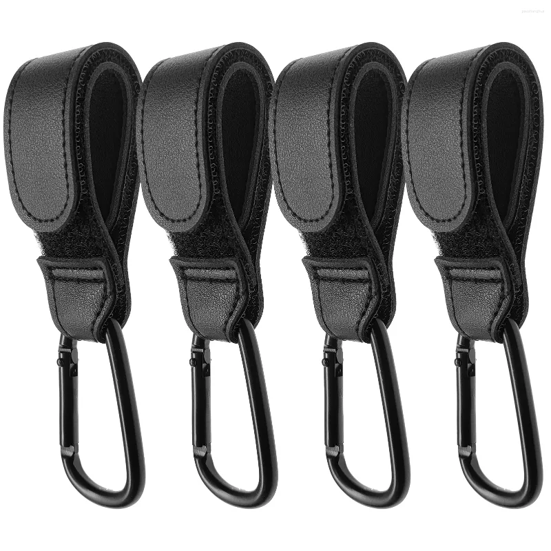 أجزاء العربات 4pcs Mommy Hook Pu Leather Walking for Pram Buggy Diaper Backpacks Accessories Pushshair Accessories Baby Bag Grocery