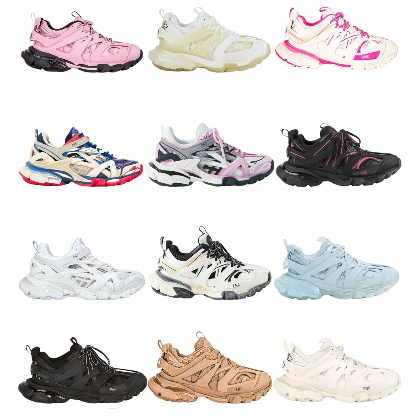 Luxury merk track lopers heren schoenen ontwerper dames graffiti heren schoenen trainers zwart roze grijze sneakers beige lederen nylon geprinte platform trainers maat 35-45