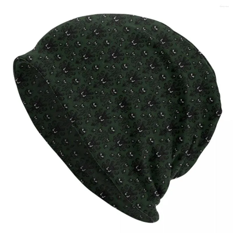 Berets Green Haunted Mansions Magic Kingdom Pattern Skullies Beanies Caps Winter Warm Knit Hat Adult Unisex Halloween Ghost Bonnet Hats