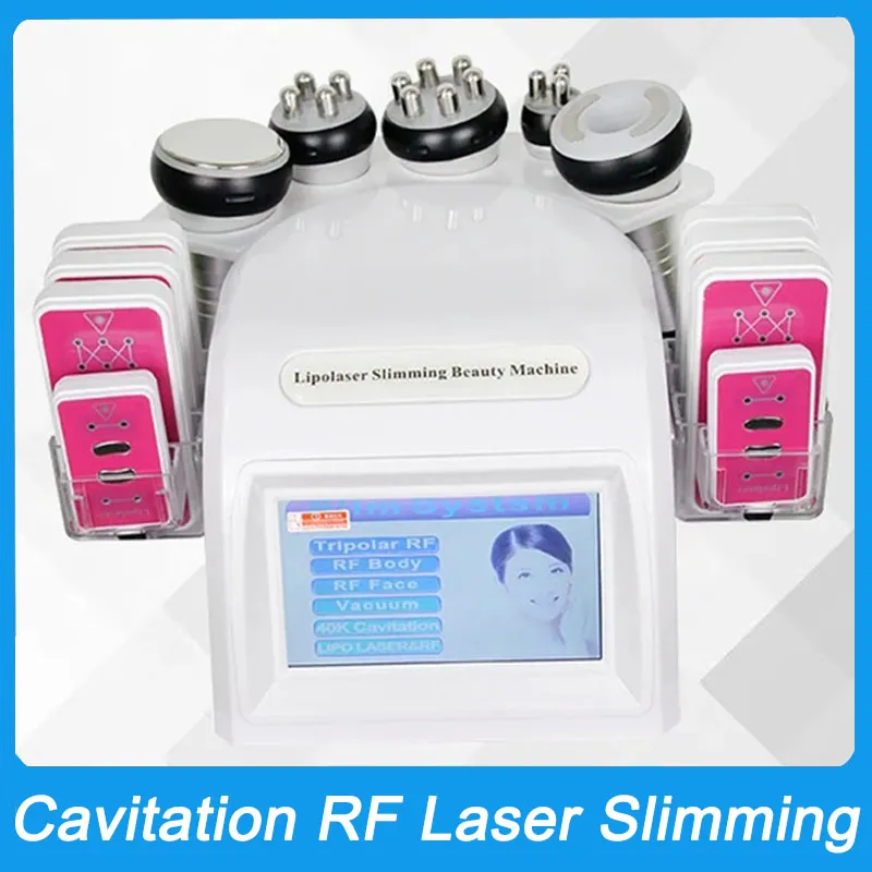 Bon efficace corps de cavitation fort 40K amincissant la machine 6in1 laser ultrasonique lipo radiofréquence RF resserrement de la peau contour du corps sculptant lifting du visage