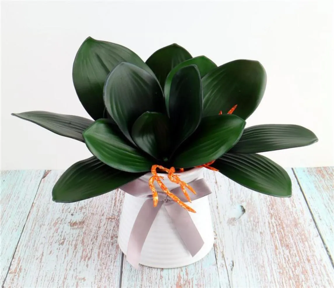 5 Pcs Real Touch PU Phalaenopsis Leaves Fake Leaf Decor Home Flowers Arrangement Artificial Greenery Plants Cymbidium Leaves5857947