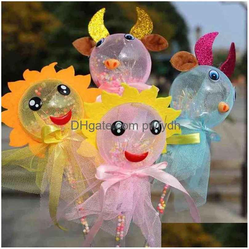 Party Dekoration Weihnachten LED Cartoon Transparent Ballon Spielzeug Sonnenblume Nette Kuh Nacht Blinkende Leuchtende Handballons G56Kzpf Dhqjr