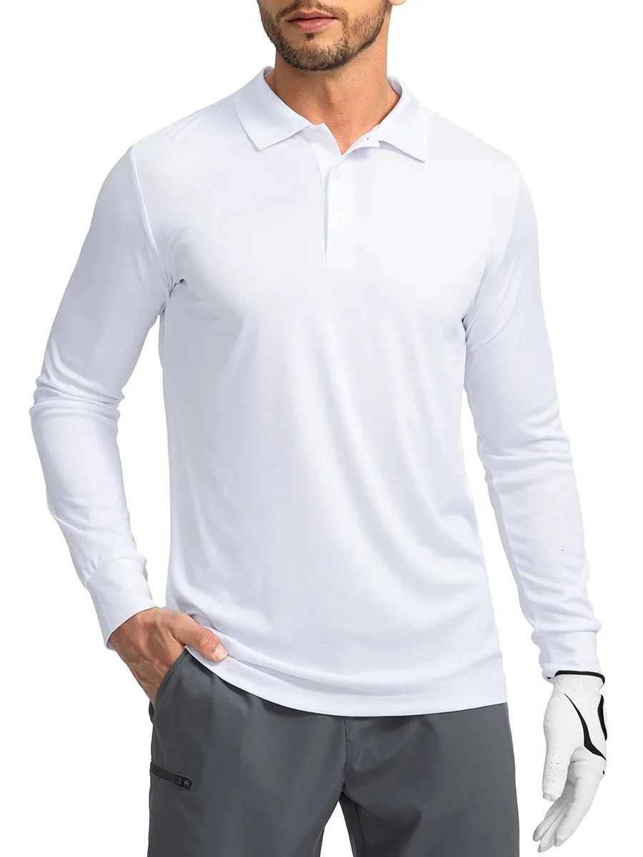 Herrpolos mäns polo skjorta långärmad golftröjor lätt upf 50 solskydd coola skjortor för män arbetar fiske utomhus 231211