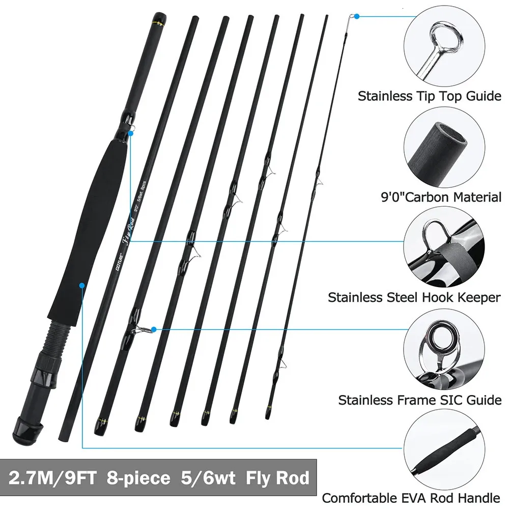 Carbon Fiber Fishing Rod Set 7m/9ft 5 6WT, Reel, Tackle Bag, Travel Compact  Accessory From Zhi09, $67.8
