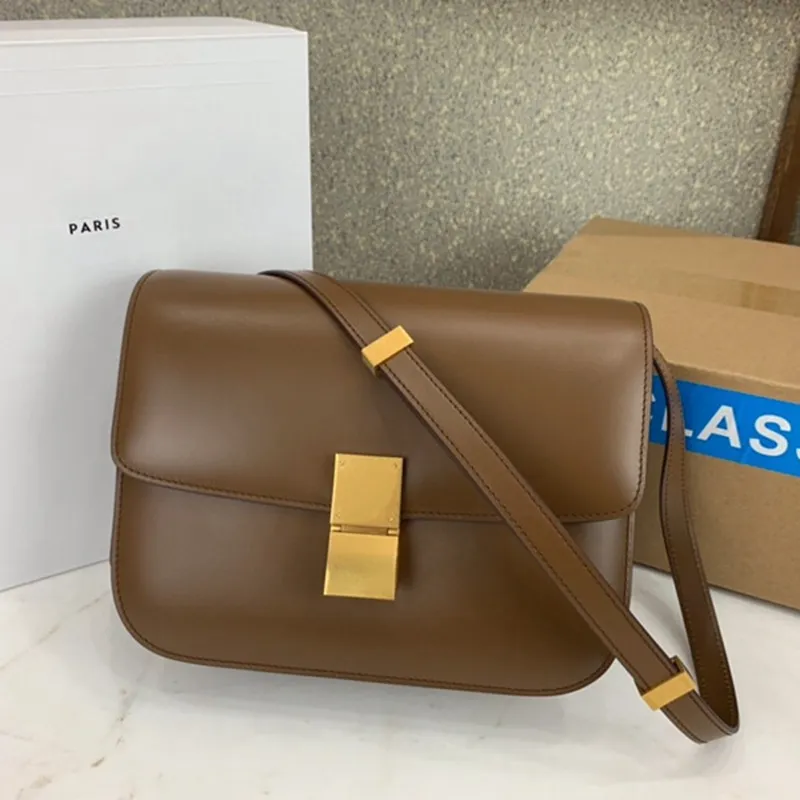 Designers axelväskor kvinnor riktiga läder handväskor klassiska lyxiga crossbody messenger handväska kvinnlig handväska satchel kalvskinn medium klassisk låda klaffväska