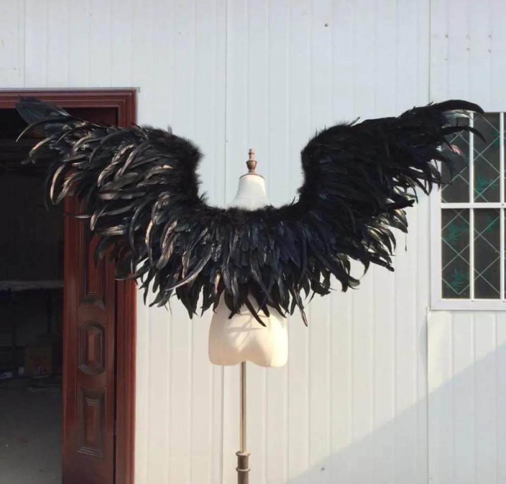 Customized Fashion Decoration props for wedding performance pography pure handmade Black large devil feather wings EMS shi5442469