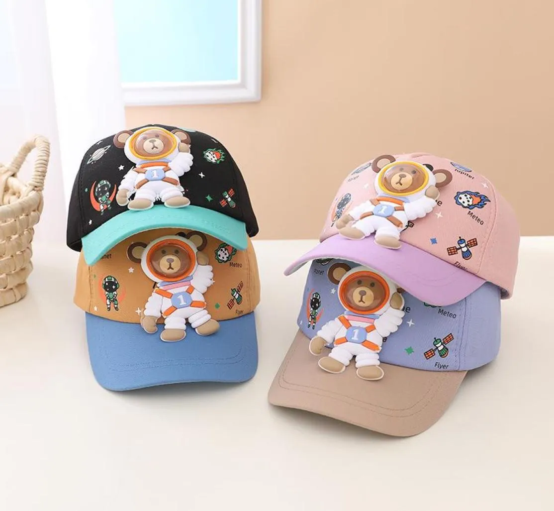 Top kapaklar sevimli yürümeye başlayan bebek çocuklar beyzbol sonbahar şapkaları karikatür uzay ayı çocuklar kapak moda ayarlanabilir erkek kız snapback hat9192055