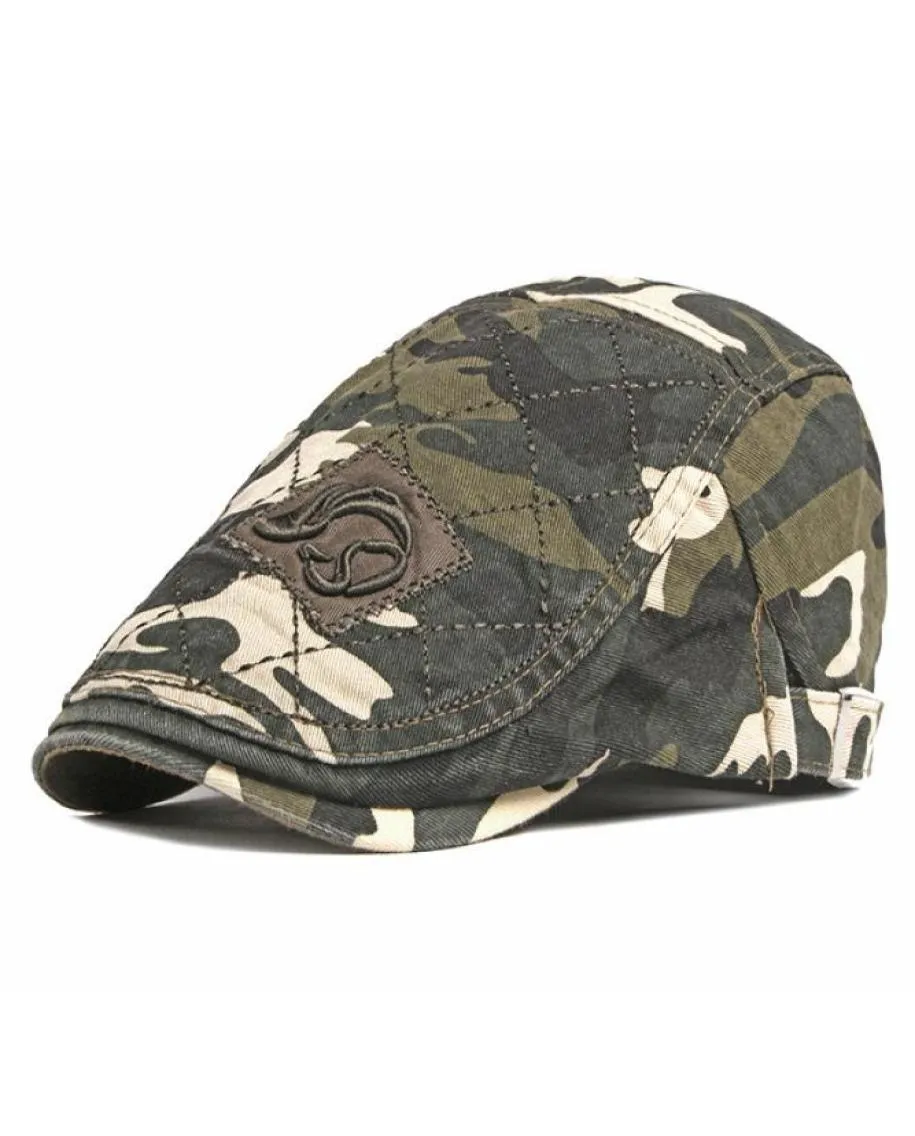 LDSLYJR COMON COMON SPRING Autumn Fashion Joker Camouflage Print Newsboy Caps Flat Peaked Cap Men and Women Painter Beret Hats 603437836