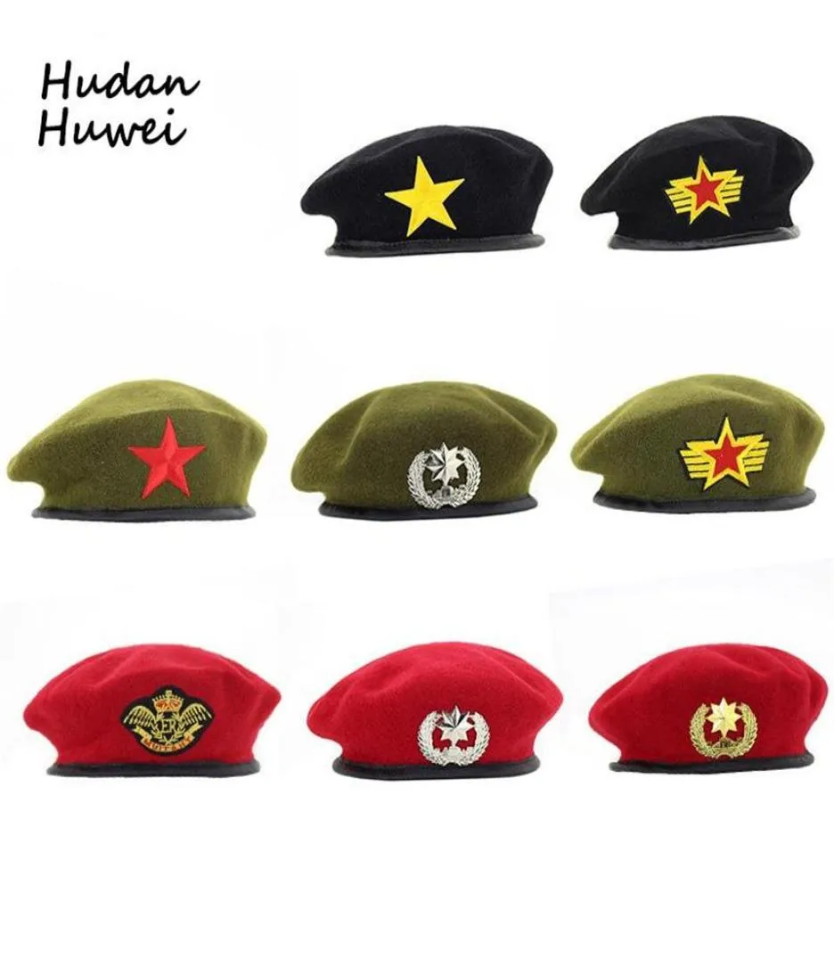 Hoge kwaliteit wollen baretten mode leger cap ster embleem matroos dansvoorstelling hoed trilby chapeau voor mannen vrouwen unisex GH400330g5919844