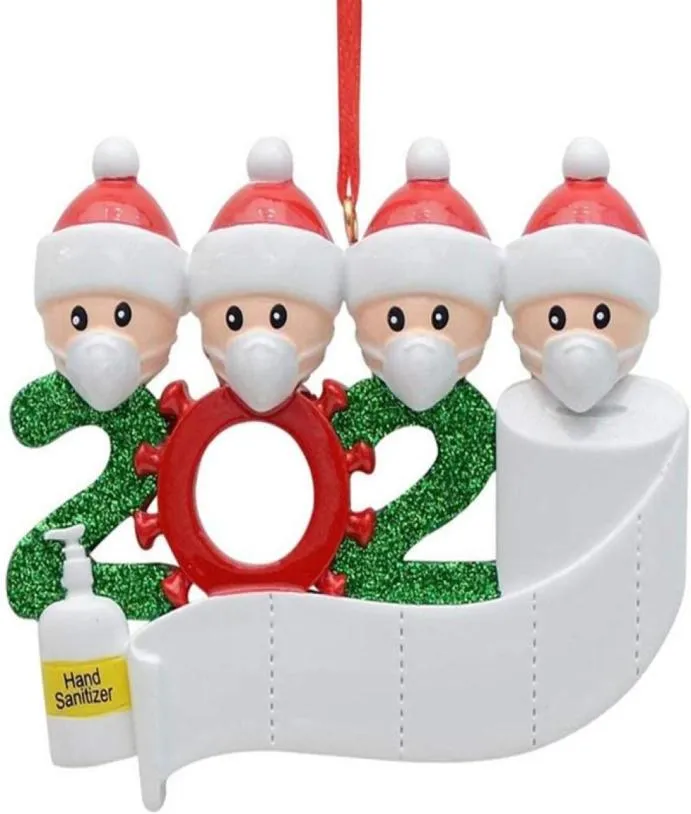 2020 Quarantine Christmas Decoration Gift Personalized Hanging Pendants Pandemic Social Party Distancing Santa Claus Ornament9865488
