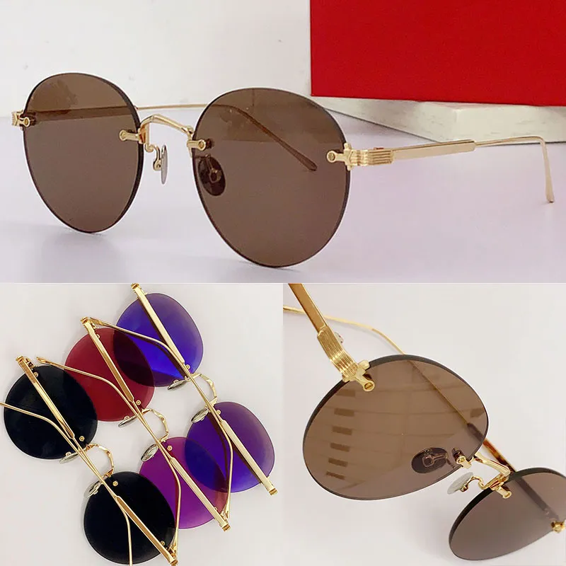 Heiße verkaufende Herren-Sonnenbrille der High-End-Marke aus Metall mit kleinem runden Rahmen, Signature C DE, modische, klassische Gold-Sonnenbrille für Herren und Damen, UV400, mit Originalverpackung CT0393