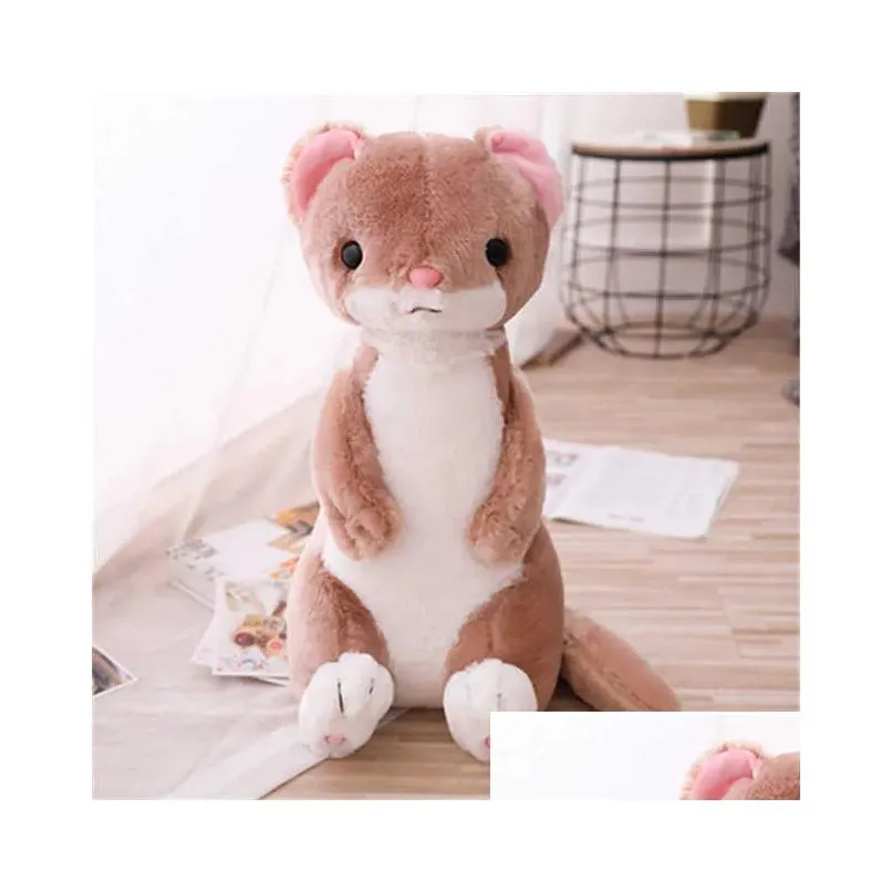 cute sitting weasel peluche plush pluszaki toys cute ferret doll cute child comforting dolls soft baby room toy home decoration q0727