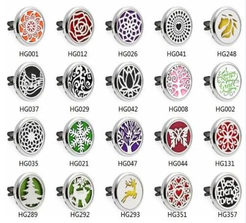 1st Butterfly Snowflake Tree Deer 30mm Eloy Car Diffuser Locket Vent Clip Aroma Parfym Magnet Locket med 10p Oil Pads H4653029