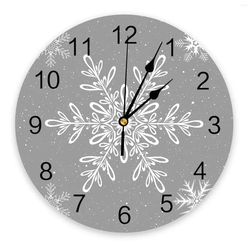 Wandklokken Kerst Sneeuwvlok Grijze Ronde Klok Modern Design Keuken Hanghorloge Home Decor Stil