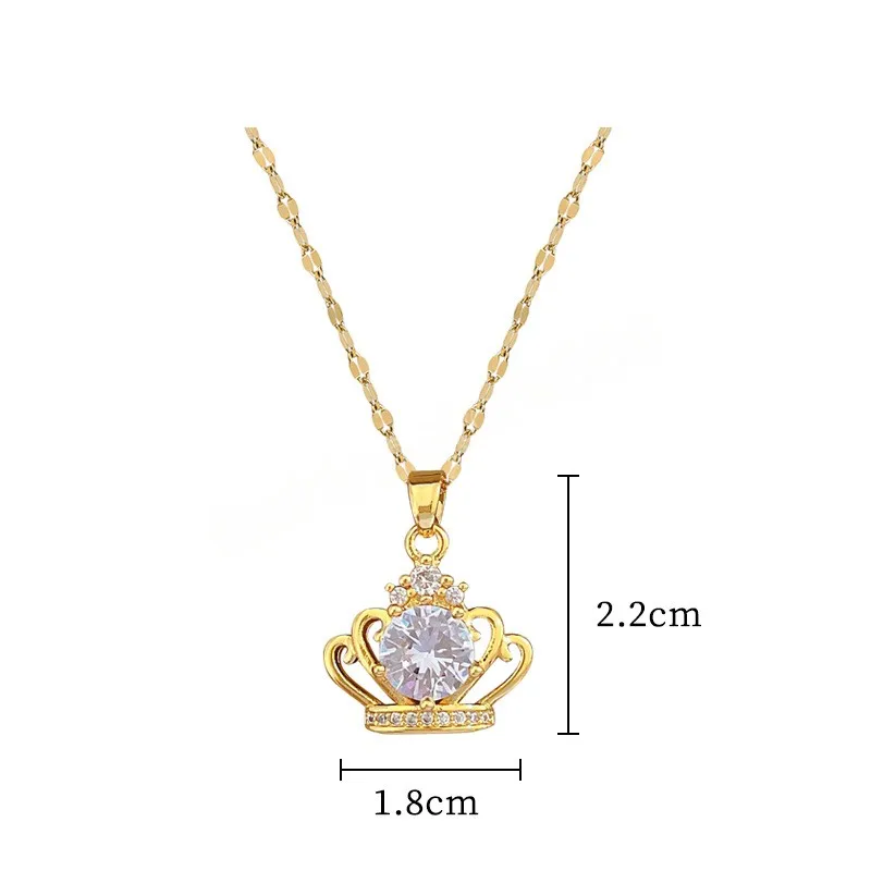 Klassieke retro charme Queen's Crown micro-ingelegde roestvrijstalen ketting Prachtige gepersonaliseerde holle sleutelbeenketting