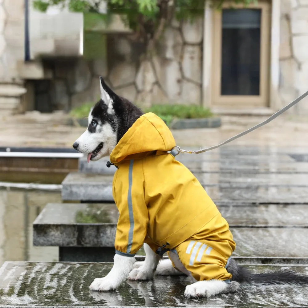 Puppy pour chiot imperméable Rain-Covel avec capuche pour petits chiens moyens, poncho avec sangle réfléchissante, veste légère avec trou de laisse