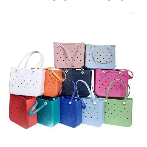 Storage Bags Waterproof Bogg Beach Bag Solid Punched Organizer Basket Summer Water Park Handbags Large Women's Stock Gifts GC2090