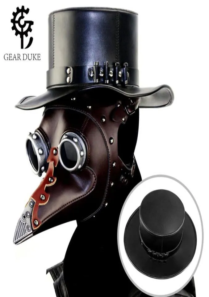 Beralar deri üst şapka Başkanı Geleneksel Fedoras Kadın Erkek Sihirbaz Steampunk Cosplay Party Caps Dropshipship 3size 13cm3714655